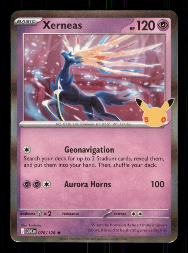 193695d54c088d26e602522cbbfc4199.jpg Xerneas 076/128 ME: 30th Celebration Holo TCG Pokemon LP