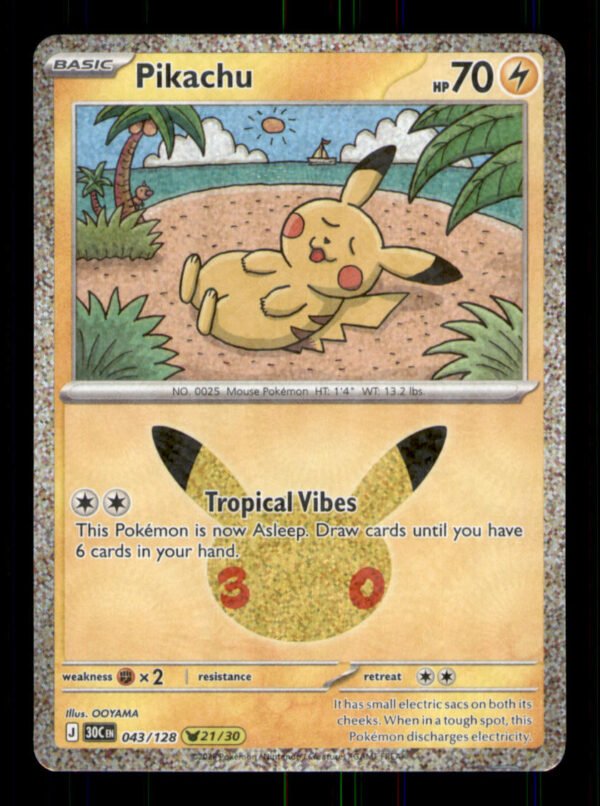 Pikachu 043/128 ME: 30th Celebration Holo TCG Pokemon LP