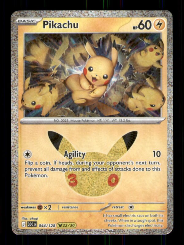 ddd37afa58fca7e890a0caedd7c50c62.jpg Pikachu 044/128 ME: 30th Celebration Holo TCG Pokemon LP