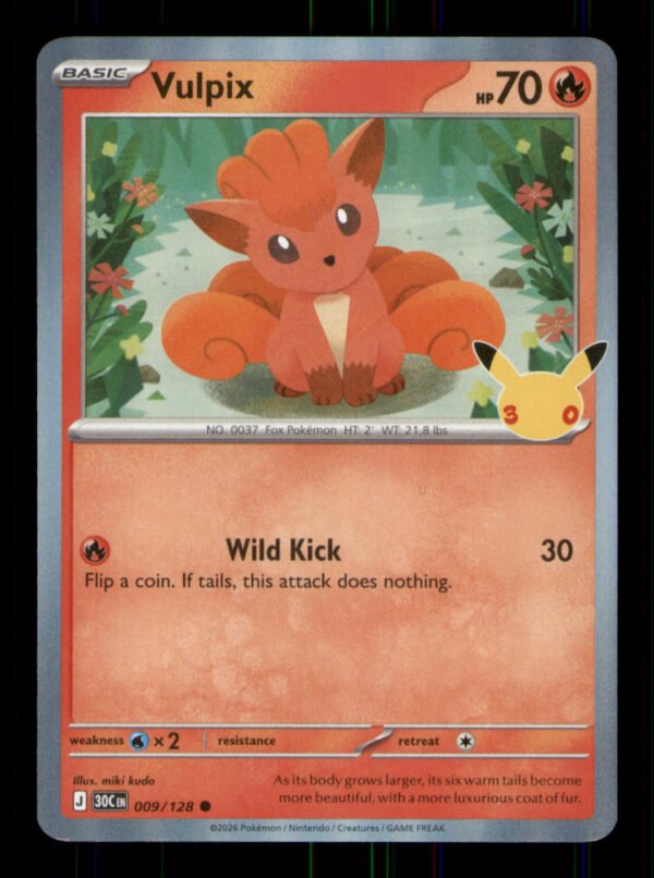 fbbce5a20e154511a00ca864a13f1505.jpg Vulpix 009/128 ME: 30th Celebration Holo TCG Pokemon LP