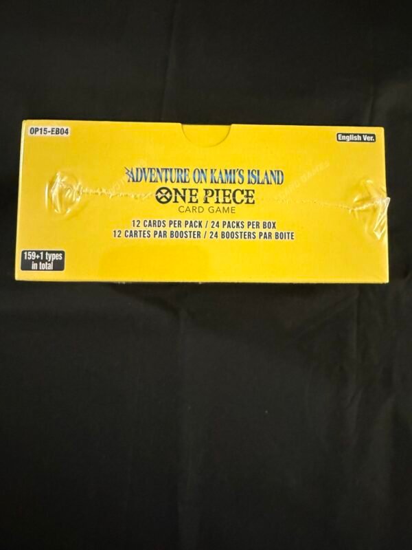 One Piece OP15 English sealed booster box side and shrink wrap
